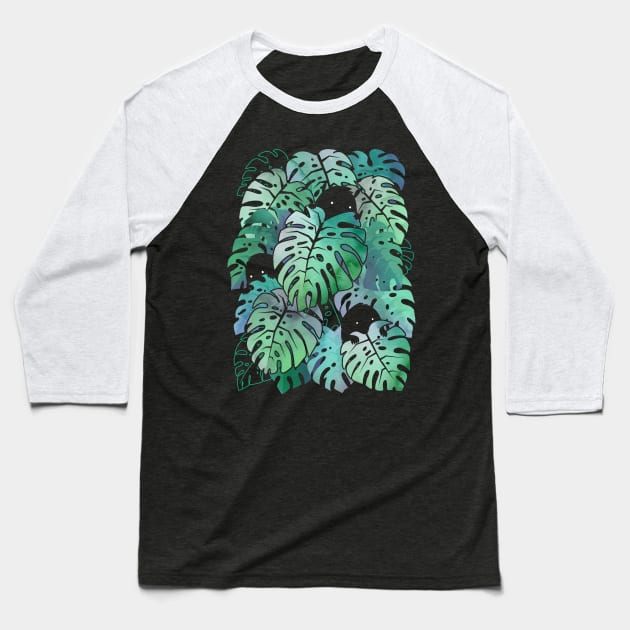 Monstera Monsters Baseball T-Shirt by littleclyde